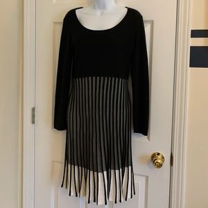 Long sleeved black and white cotton dress